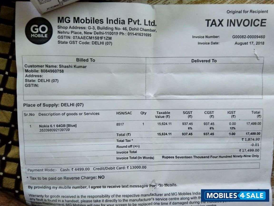 Blue Nokia Nokia 6.1 Blue Nokia Nokia 6.1