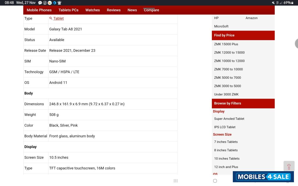 Samsung  Galaxy tab A8